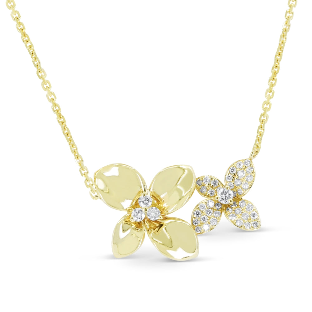 Madison L 14K Yellow Gold Diamond Flower Necklace - style N1947Y