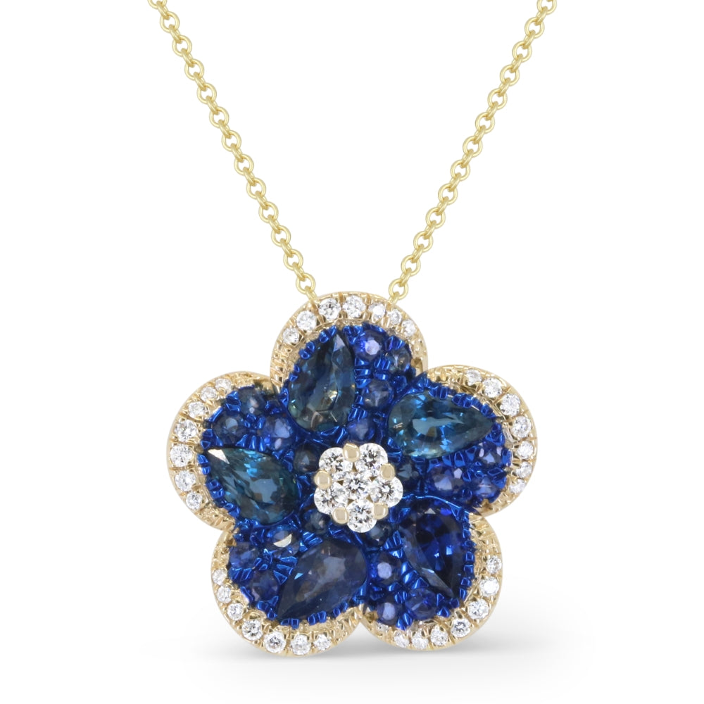 Madison L 14K Yellow Gold Sapphire Flower Pendant - style N1956SAY