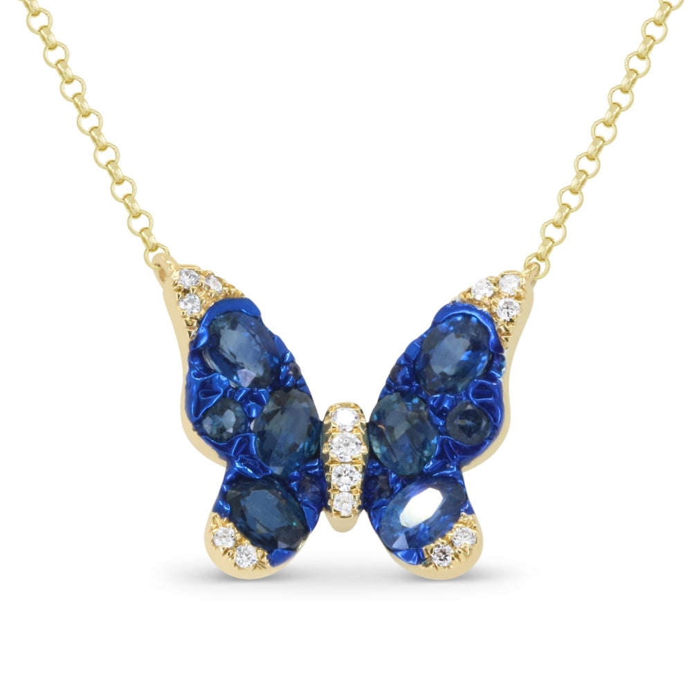 Madison L 14K Yellow Gold Sapphire Butterfly Necklace - style N1958SAY