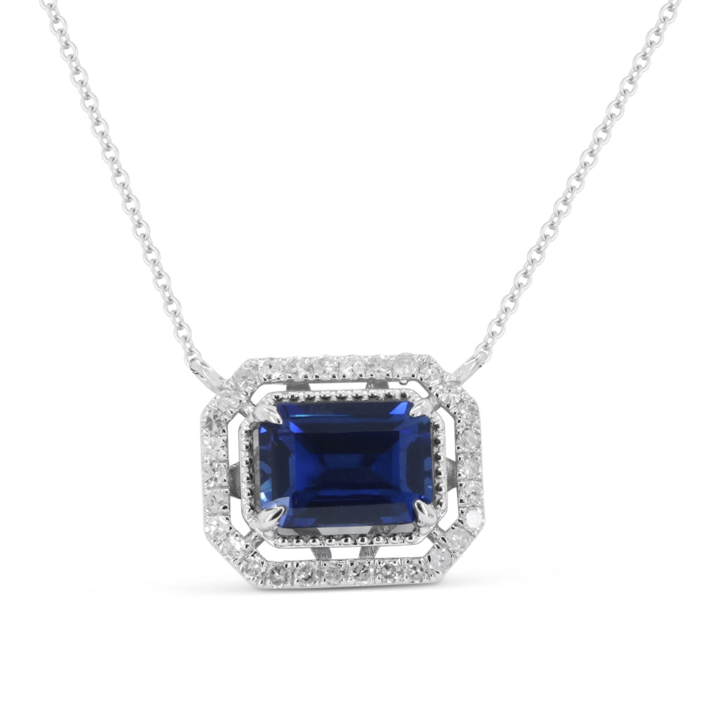 Madison L 14K White Gold Created Sapphire Necklace - style N1959BCW