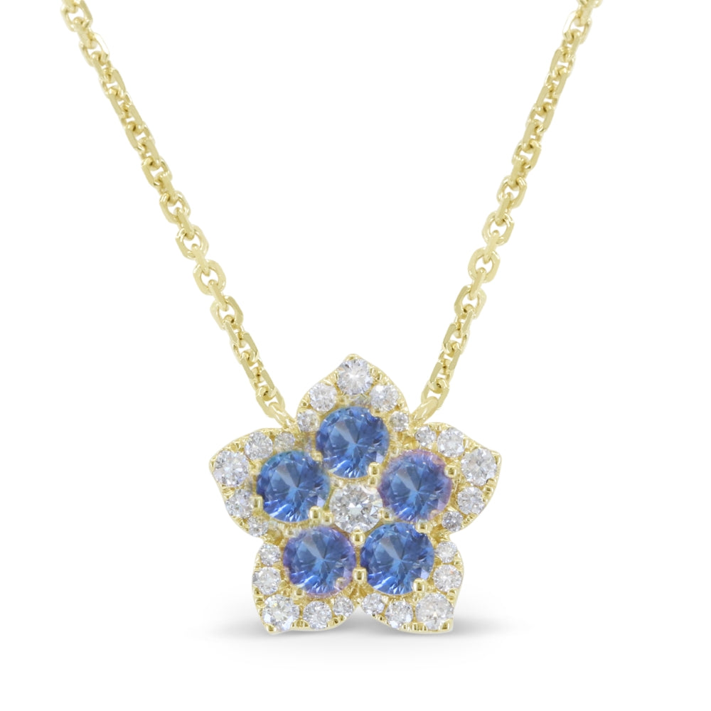 Madison L 14K Yellow Gold Sapphire Flower Necklace - style N1965SAY