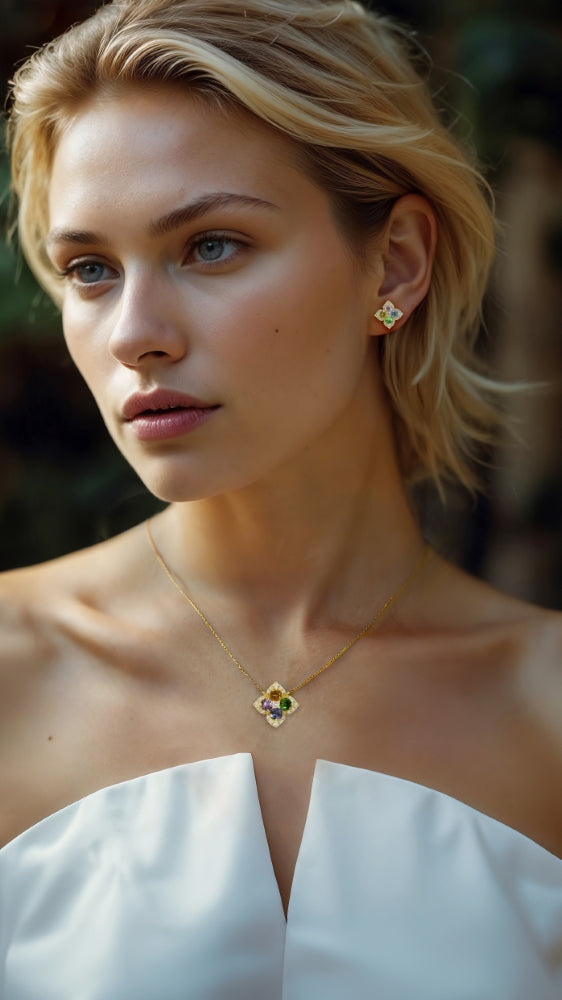 Madison L 14K Yellow Gold Multi Colored Sapphire Necklace - style N1968MCSAY