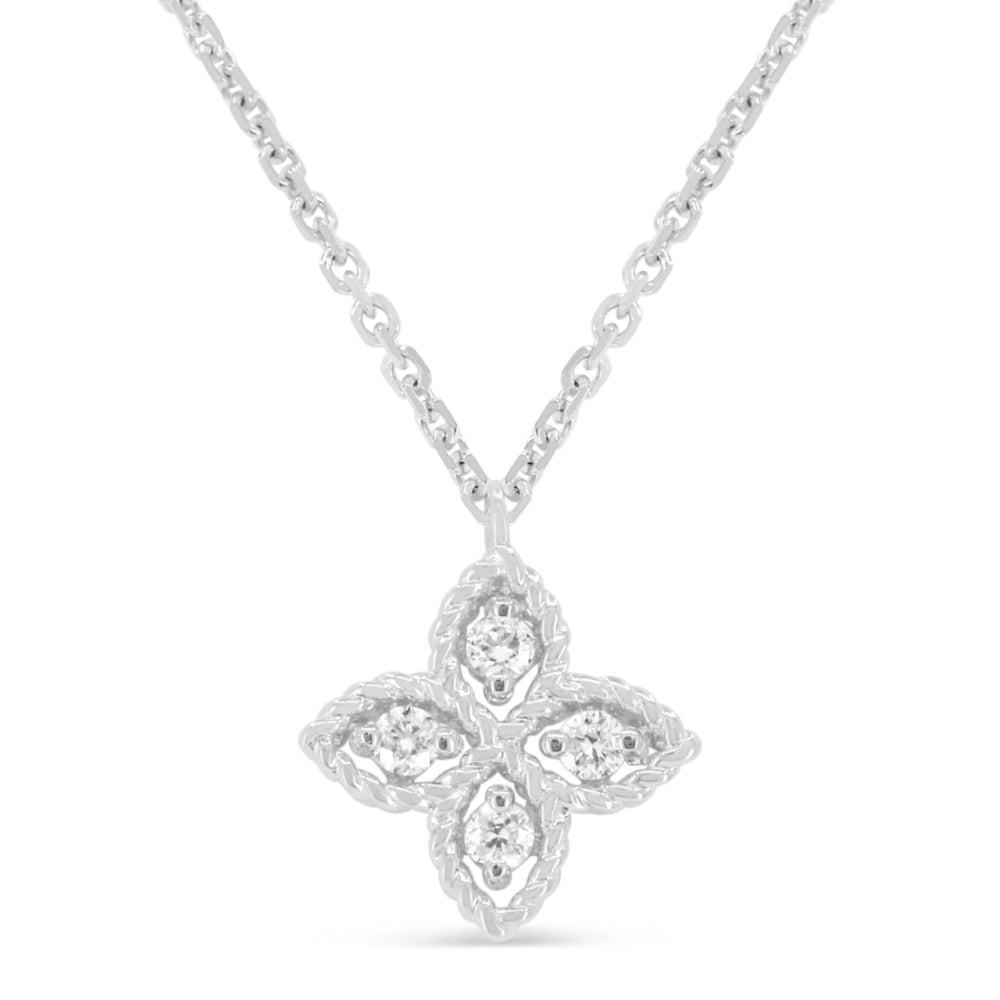 Madison L 14K White Gold Diamond Flower Necklace - style N1969W