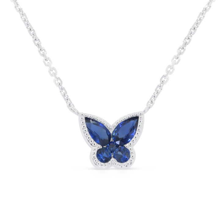 Madison L 14K White Gold Sapphire Butterfly Necklace - style N1971SAW
