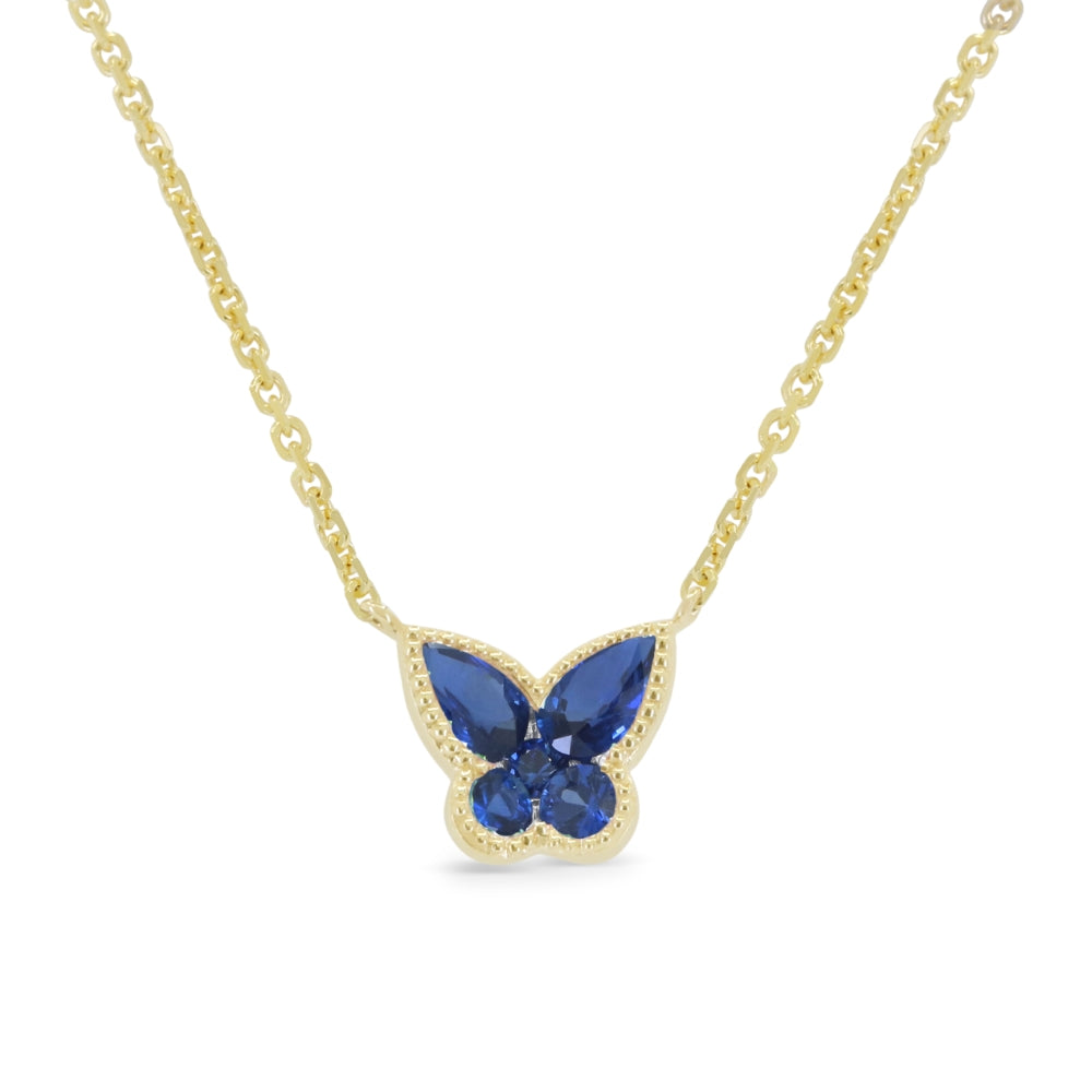 Madison L 14K Yellow Gold Sapphire Butterfly Necklace - style N1971SAY