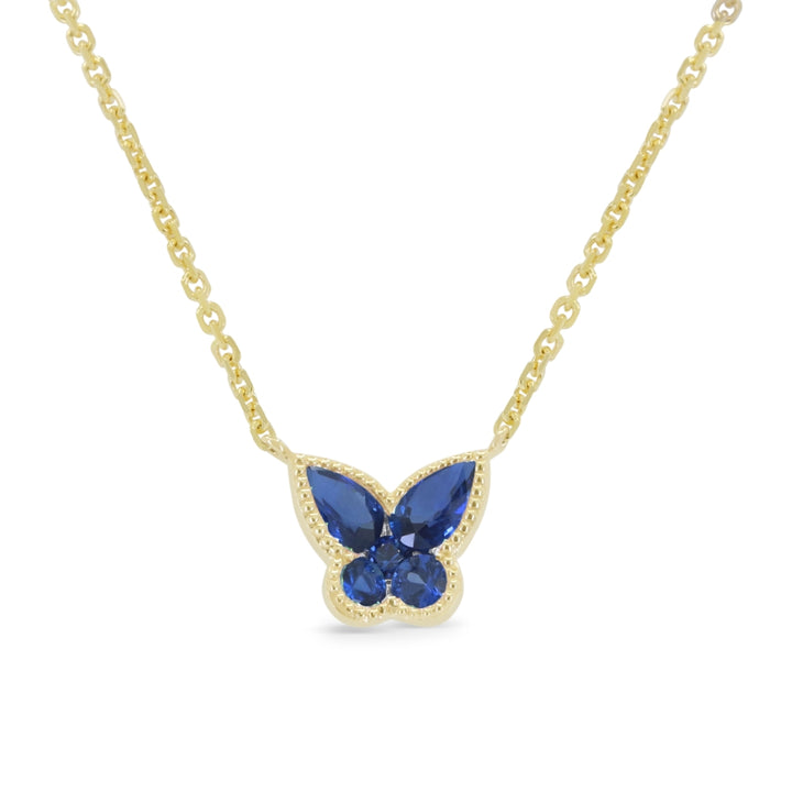 Madison L 14K Yellow Gold Sapphire Butterfly Necklace - style N1971SAY