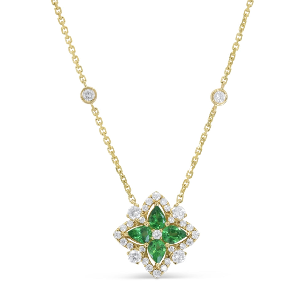 Madison L 14K Yellow Gold Tsavorite Flower Necklace - style N1975GGY