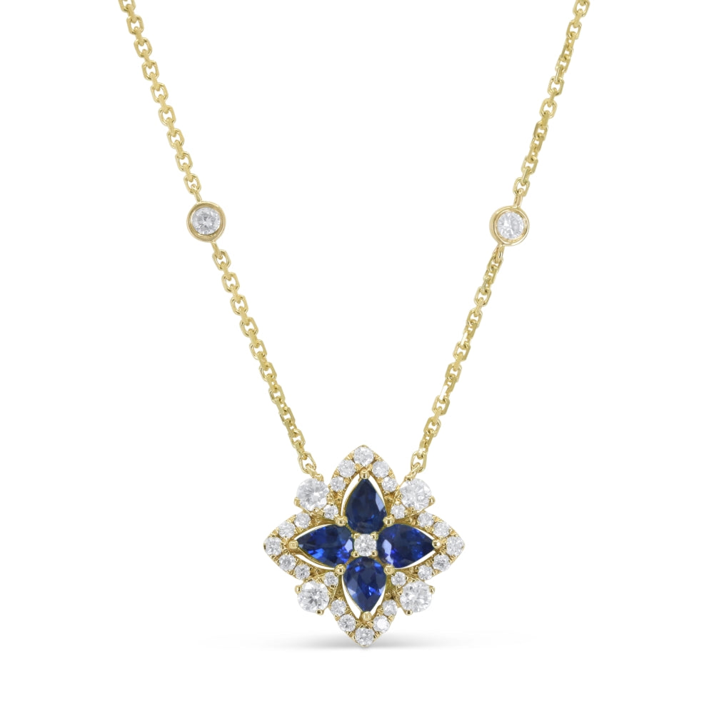 Madison L 14K Yellow Gold Sapphire Flower Necklace - style N1975SAY