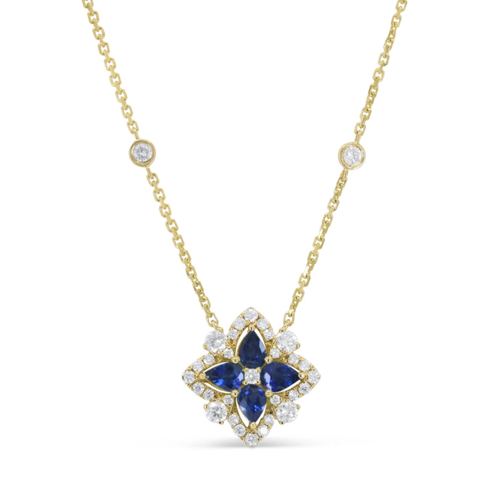 Madison L 14K Yellow Gold Sapphire Flower Necklace - style N1975SAY