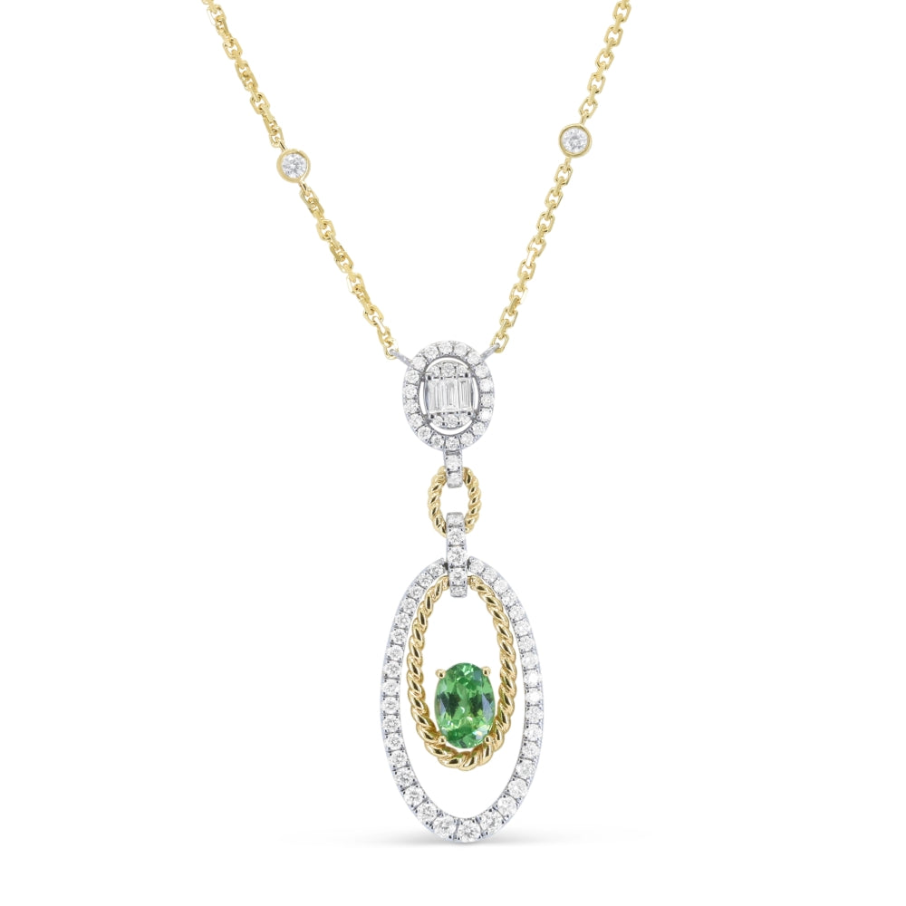 Madison L 14K Two Tone Gold Tsavorite Necklace - style N1976GGWY