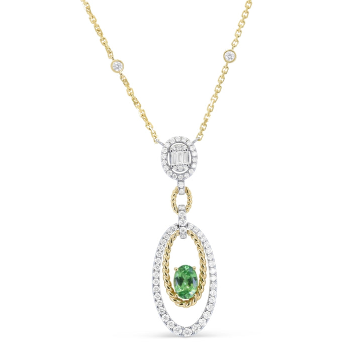 Madison L 14K Two Tone Gold Tsavorite Necklace - style N1976GGWY