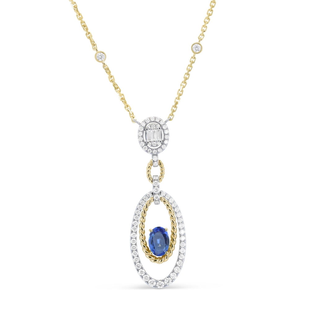 Madison L 14K Two Tone Gold Sapphire Necklace - style N1976SAWY