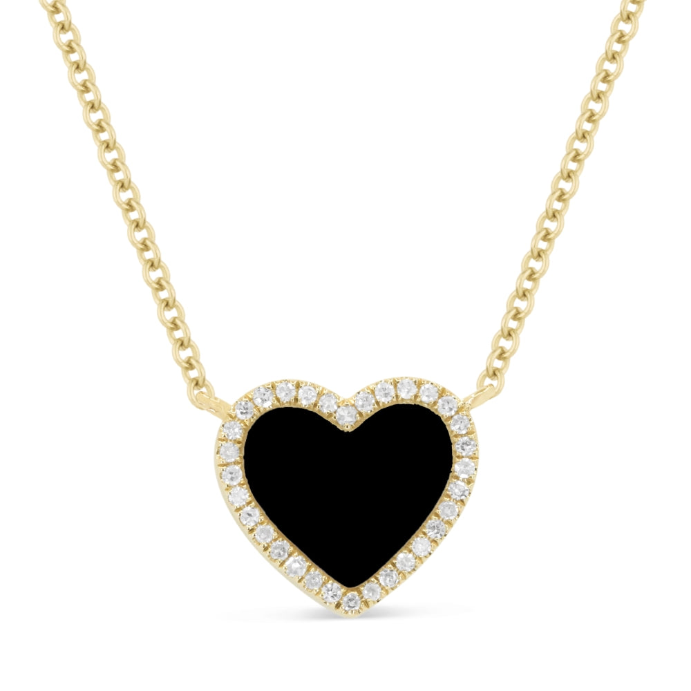 Madison L 14K Yellow Gold Black Onyx Heart Necklace - style N1977BOY