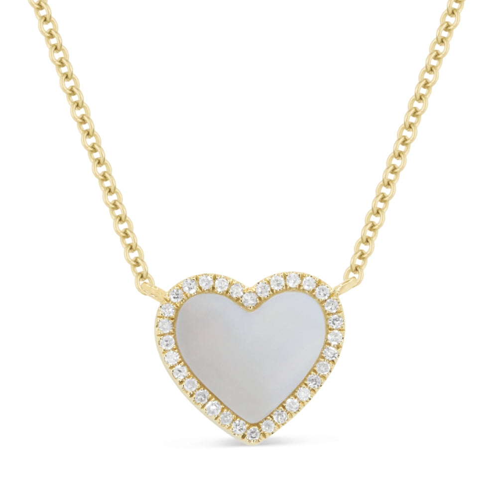 Madison L 14K Yellow Gold Mother of Pearl Heart Necklace - style N1977MOPY