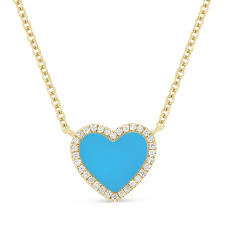 Madison L 14K Yellow Gold Turquoise Heart Necklace - style N1977TQY