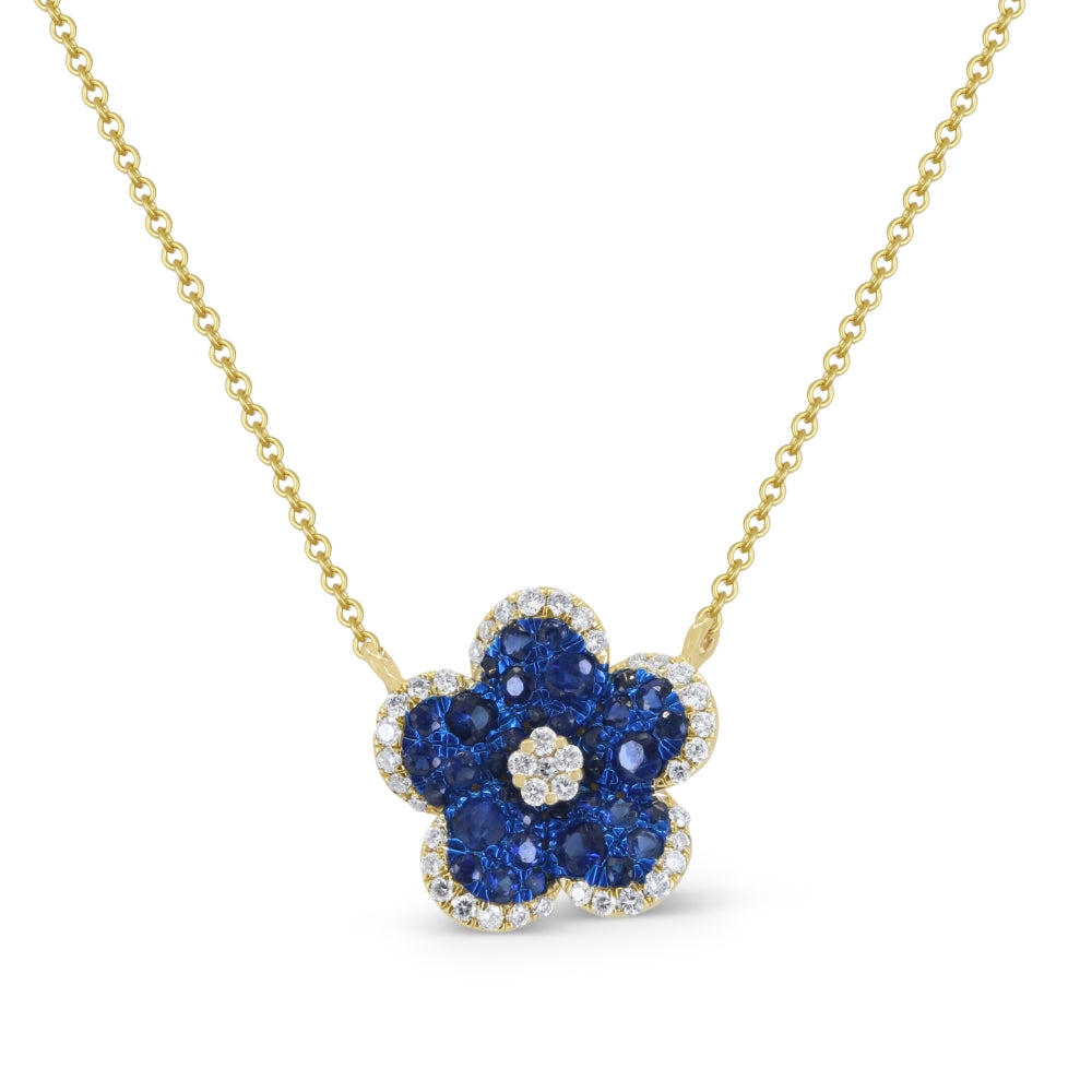 Madison L 14K Yellow Gold Sapphire Flower Necklace - style N1978SAY