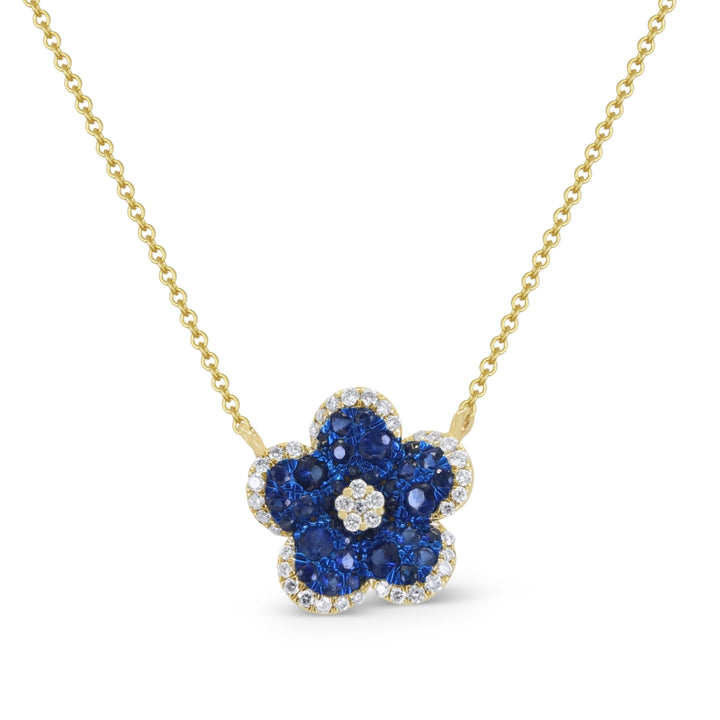 Madison L 14K Yellow Gold Sapphire Flower Necklace - style N1978SAY