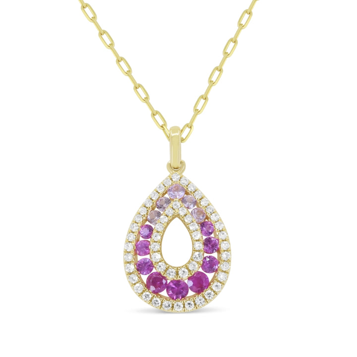 Madison L 14K Yellow Gold Pink Sapphire Pear Pendant - style N1982PSAY