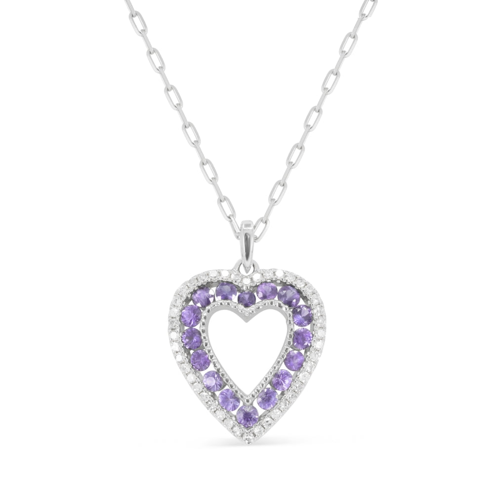 Madison L 14K White Gold Pink Sapphire Heart Pendant - style N1983PSAW