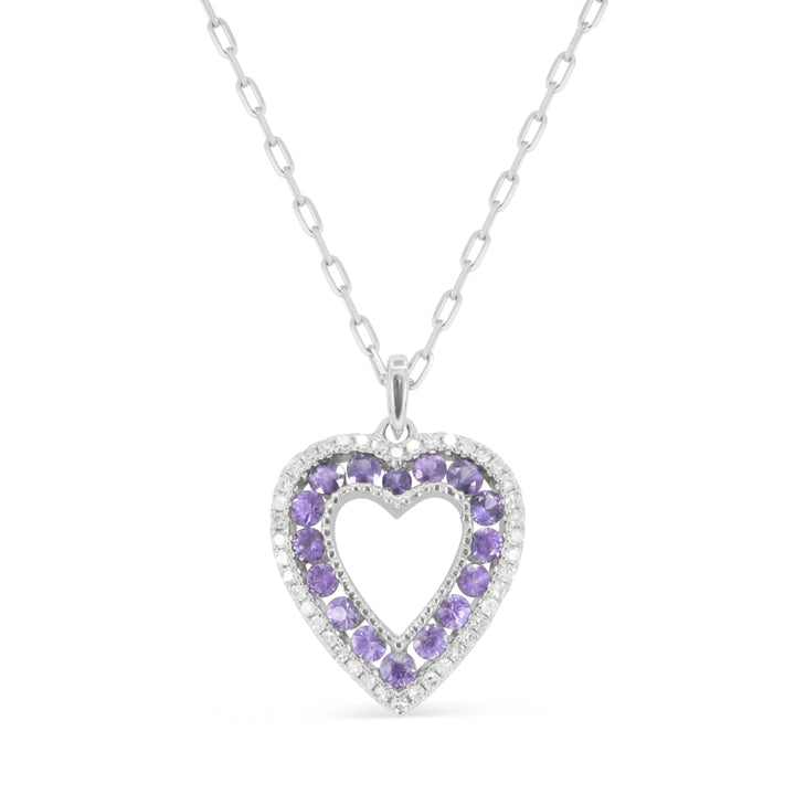 Madison L 14K White Gold Pink Sapphire Heart Pendant - style N1983PSAW
