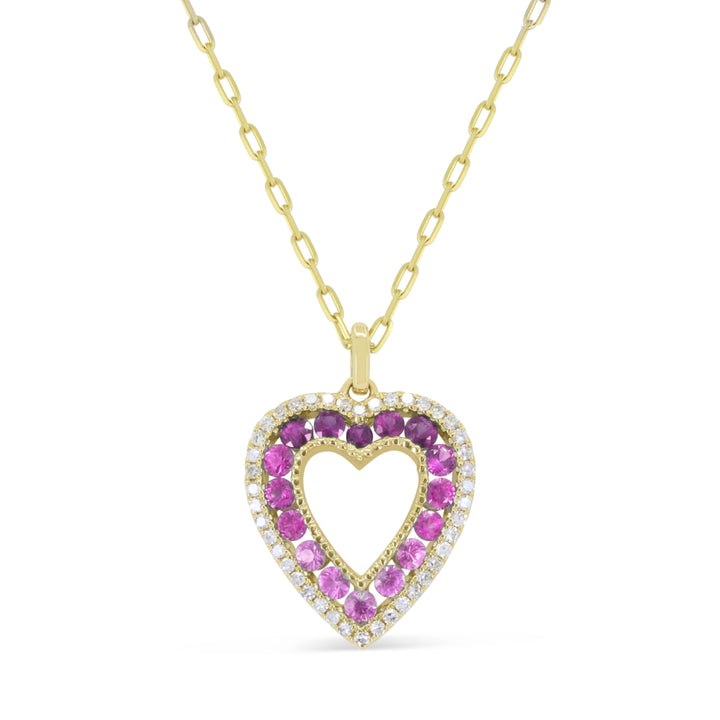 Madison L 14K Yellow Gold Pink Sapphire Heart Pendant - style N1983PSAY