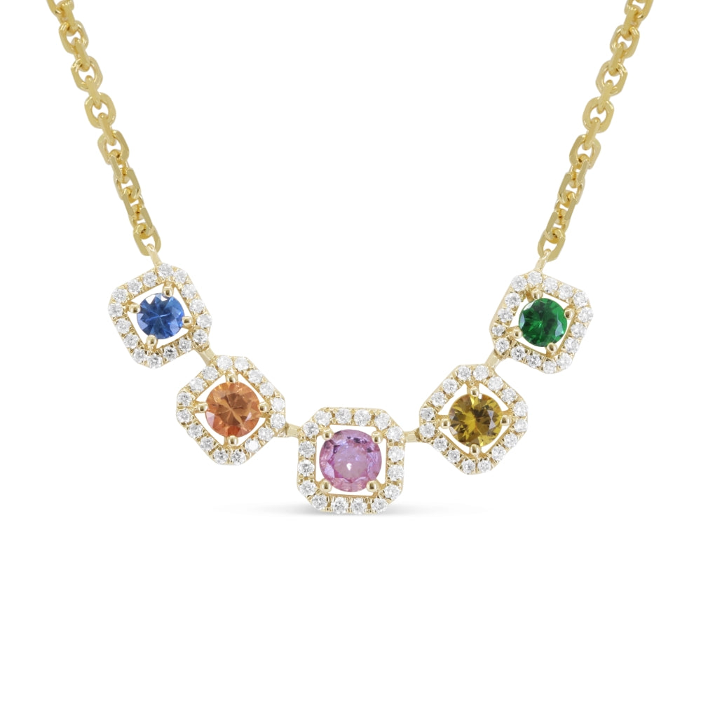 Madison L 14K Yellow Gold Multi Colored Sapphire Necklace - style N1988MCSAY