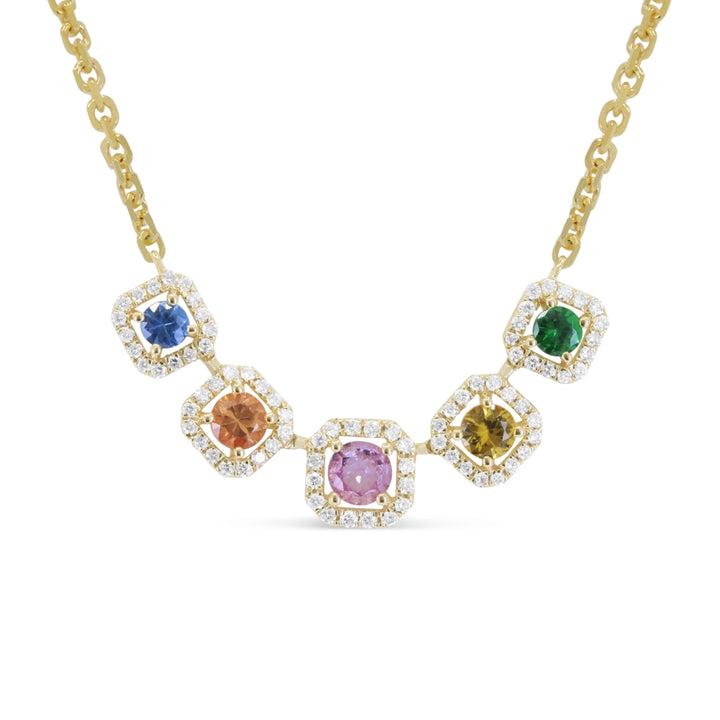 Madison L 14K Yellow Gold Multi Colored Sapphire Necklace - style N1988MCSAY
