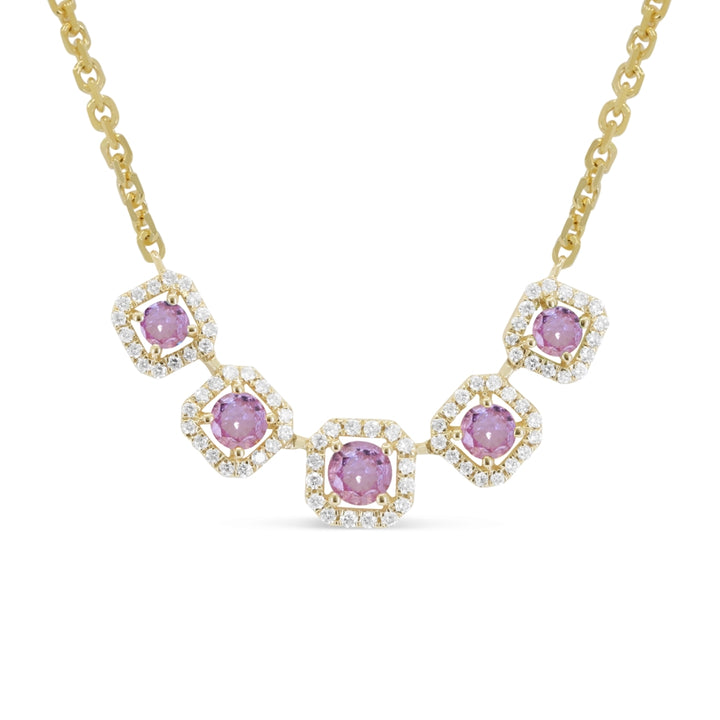 Madison L 14K Yellow Gold Pink Sapphire Necklace - style N1988PSAY