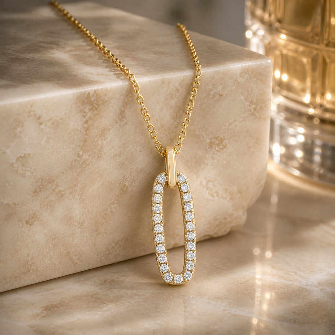 N1989 - 14K Gold Diamond Pendant
