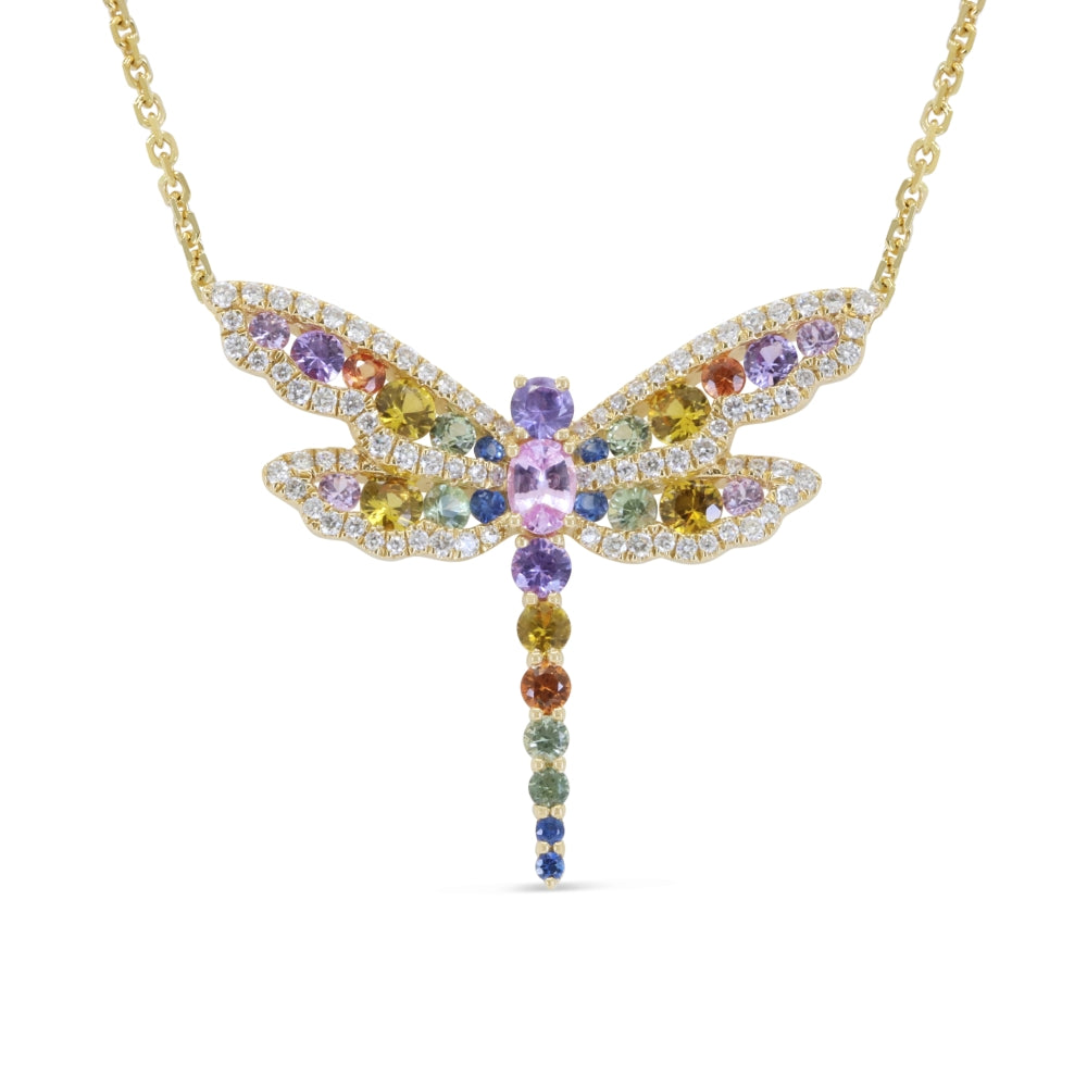 Madison L 14K Yellow Gold Multi Colored Sapphire Necklace - style N1994MCSAY
