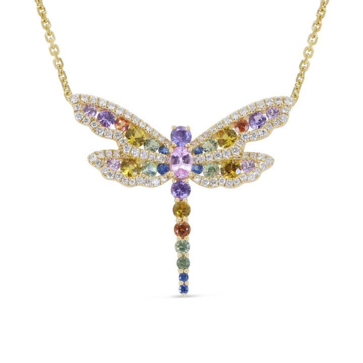 Madison L 14K Yellow Gold Multi Colored Sapphire Necklace - style N1994MCSAY