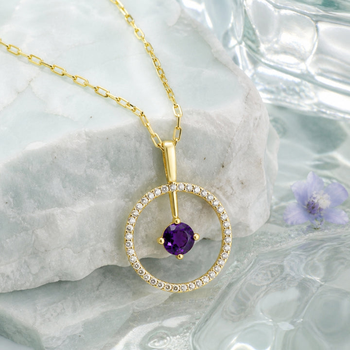 Madison L 14K Yellow Gold Amethyst Necklace - style N1998AMY