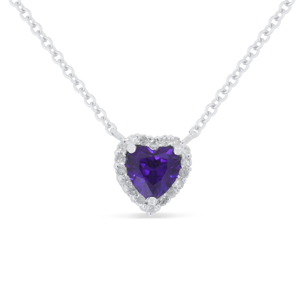 Madison L 14K White Gold Amethyst Heart Necklace - style N1999AMW