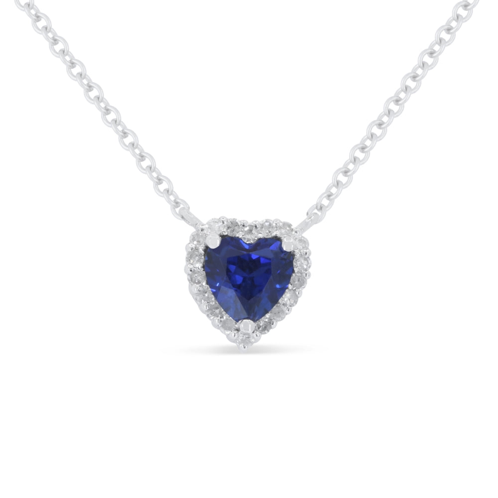 Madison L 14K White Gold Created Sapphire Heart Necklace - style N1999BCW