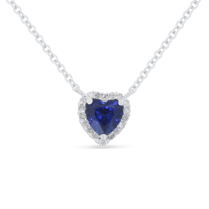 Madison L 14K White Gold Created Sapphire Heart Necklace - style N1999BCW