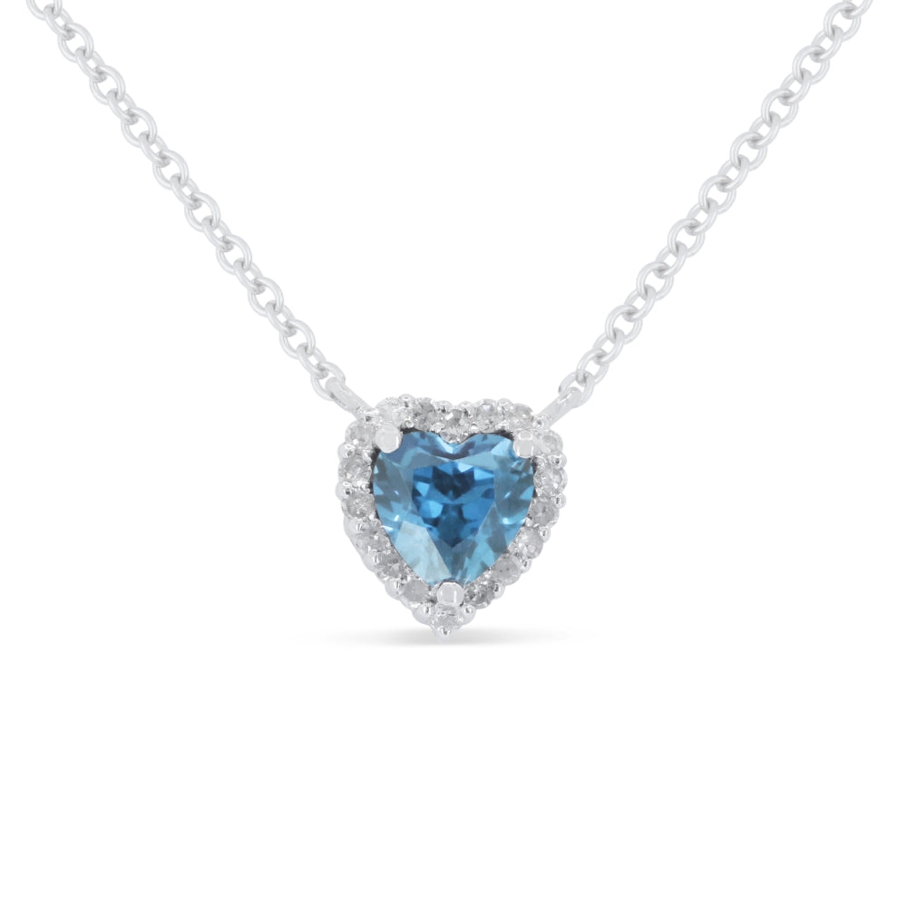 Madison L 14K White Gold Blue Topaz Heart Necklace - style N1999BTW