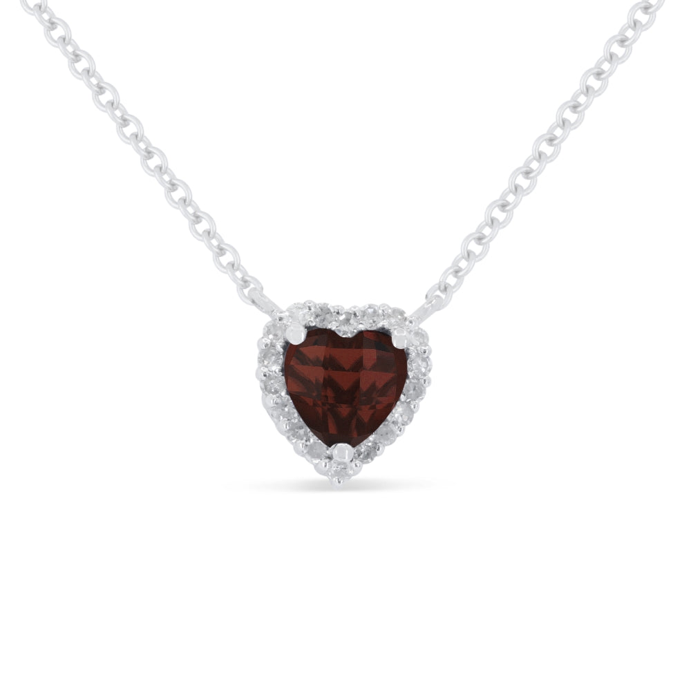 Madison L 14K White Gold Garnet Heart Necklace - style N1999GAW