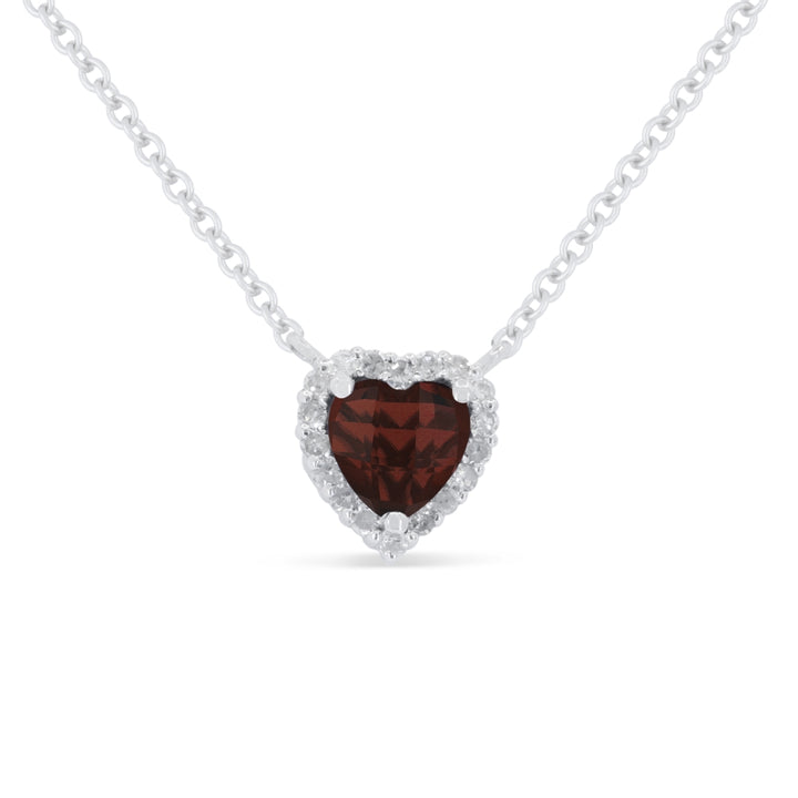 Madison L 14K White Gold Garnet Heart Necklace - style N1999GAW