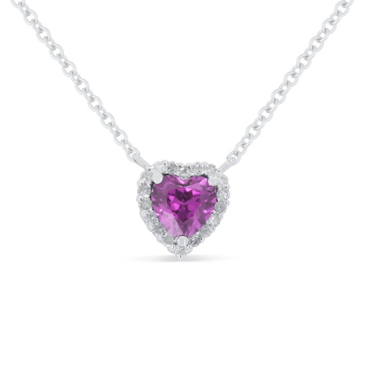 Madison L 14K White Gold Created Pink Sapphire Heart Necklace - style N1999PCW