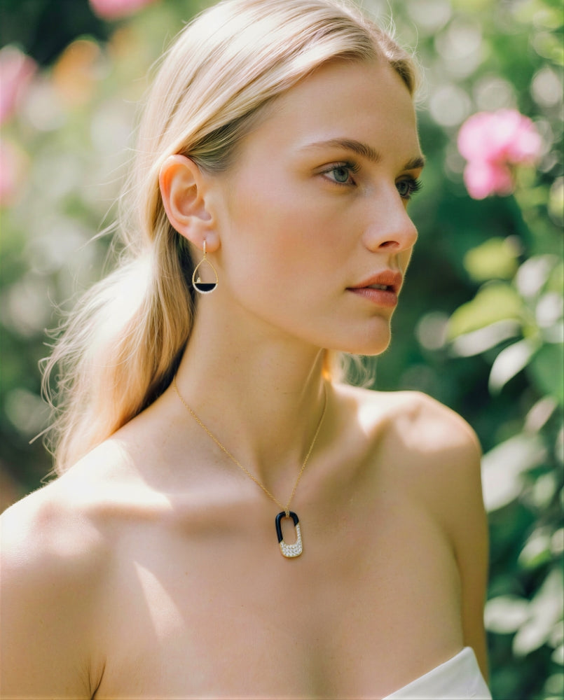 Madison L 14K Yellow Gold Black Onyx Pendant - style N2005BOY