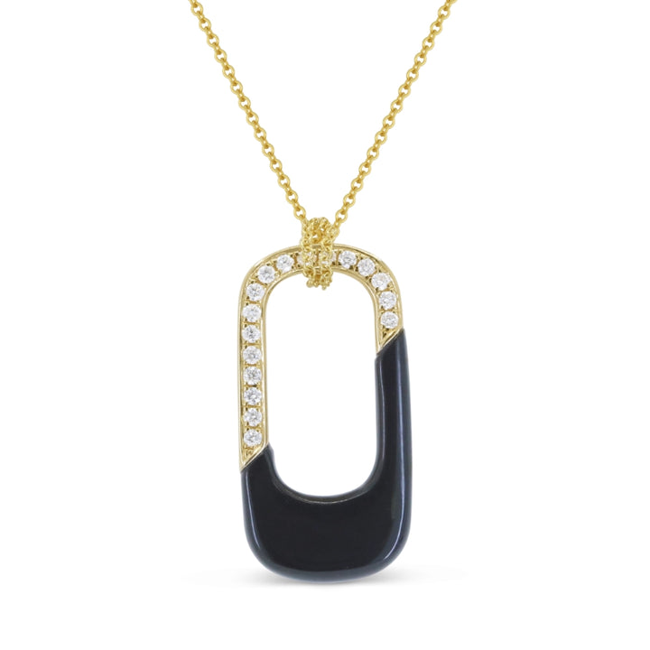 Madison L 14K Yellow Gold Black Onyx Paperclip Pendant - style N2006BOY