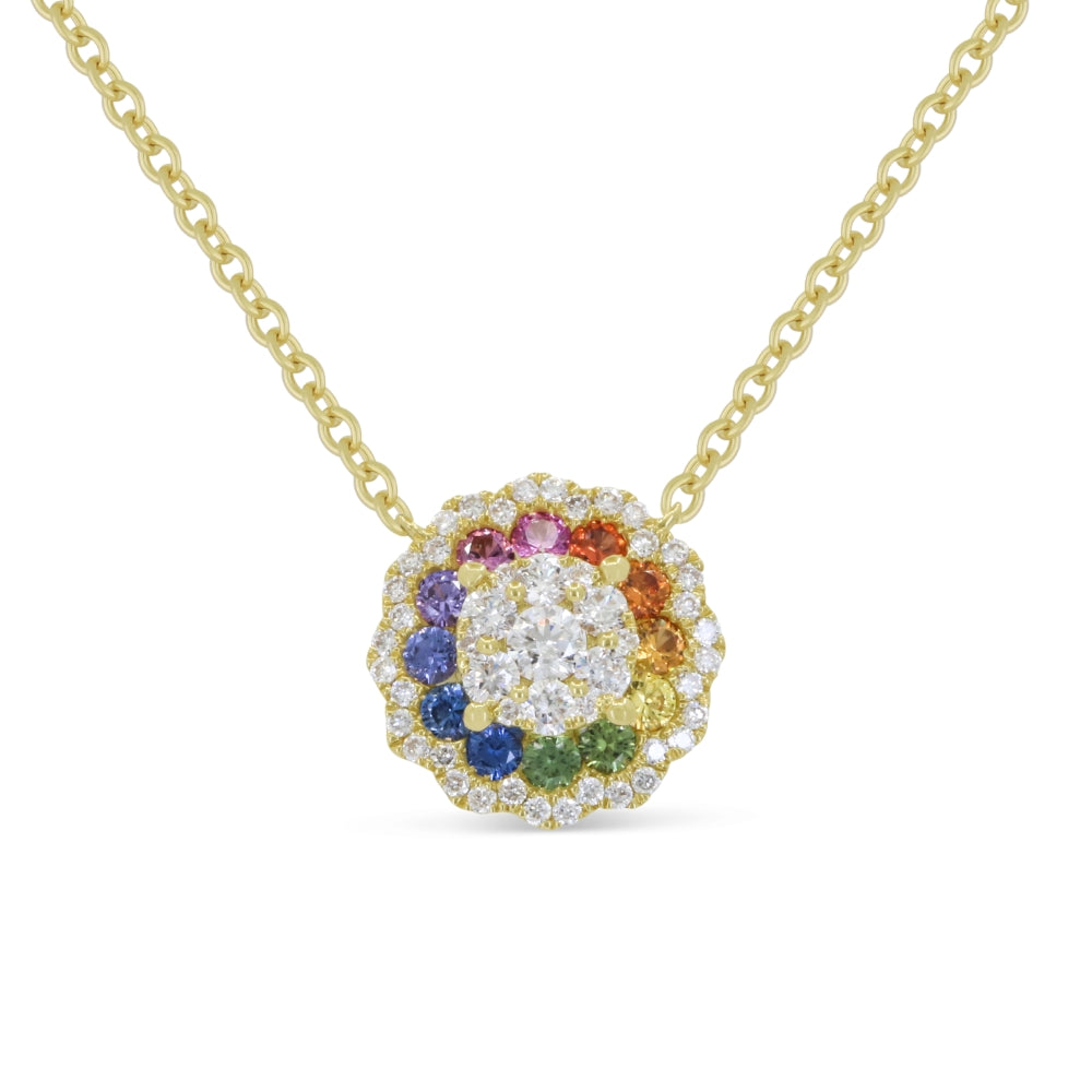 Madison L 14K Yellow Gold Multi Colored Sapphire Necklace - style N2010MCSAY
