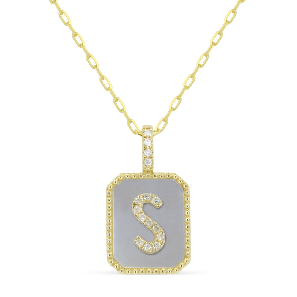 N2015 S Yellow Gold Mother Of Pearl Pendant Milano Collection 2025 Initial Letter Design UPDATED-21-Apr-2026 wholesale-only N2015SMOPY