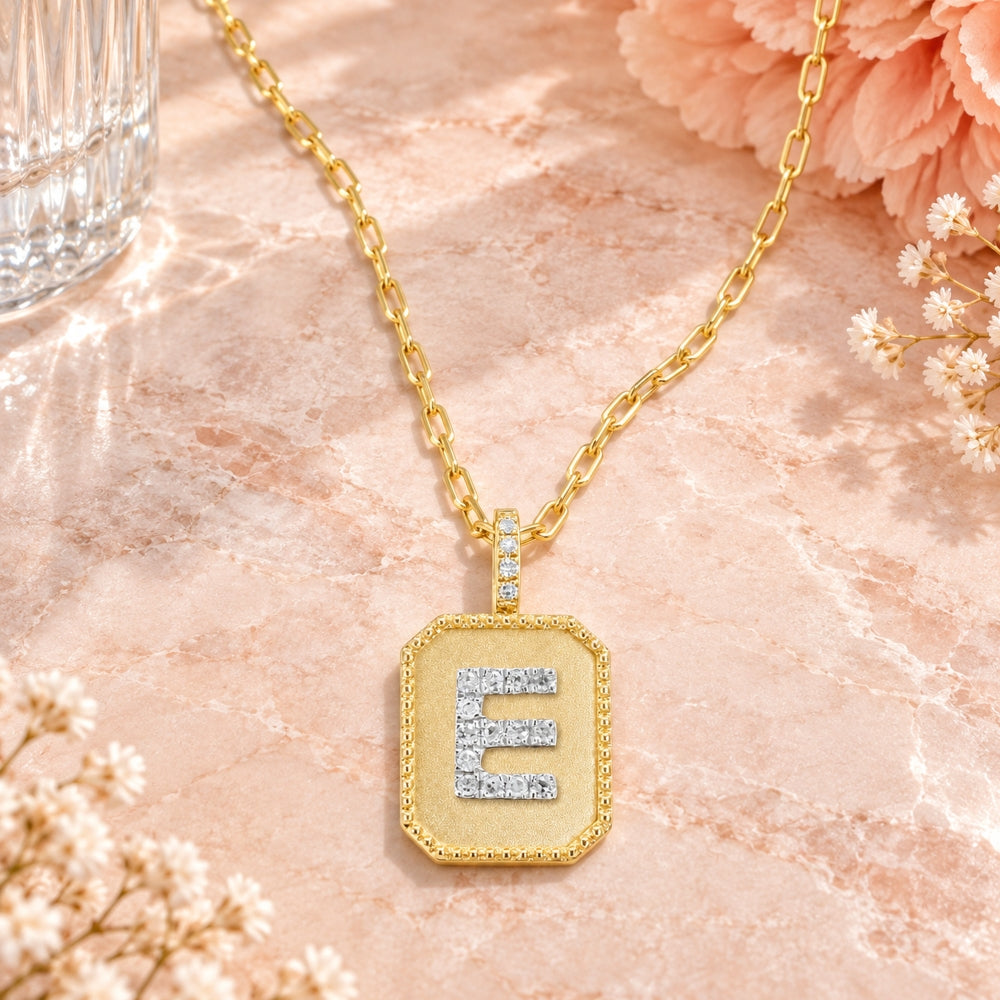 N2017 - 14K Yellow Gold Diamond Initial Letter Pendant