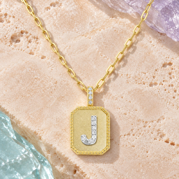 N2017 - 14K Yellow Gold Diamond Initial Letter Pendant