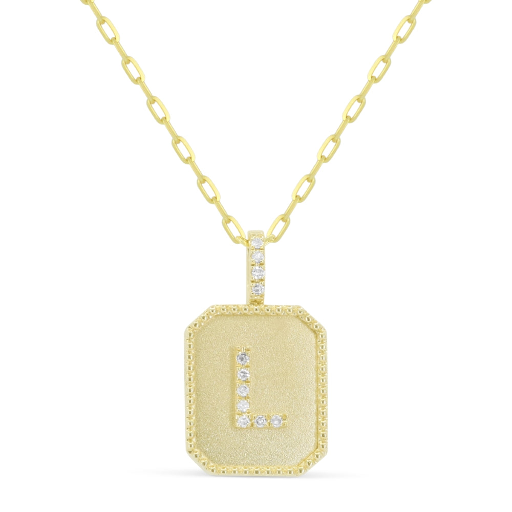 Madison L 14K Yellow Gold Diamond Initial Letter Pendant - style N2017RY