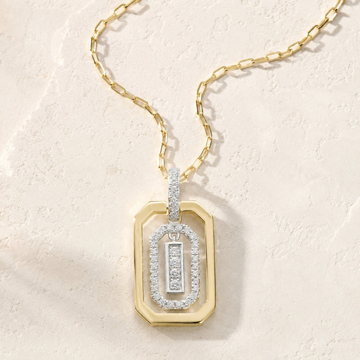 N2022 - 14K Two Tone Gold Diamond Pendant
