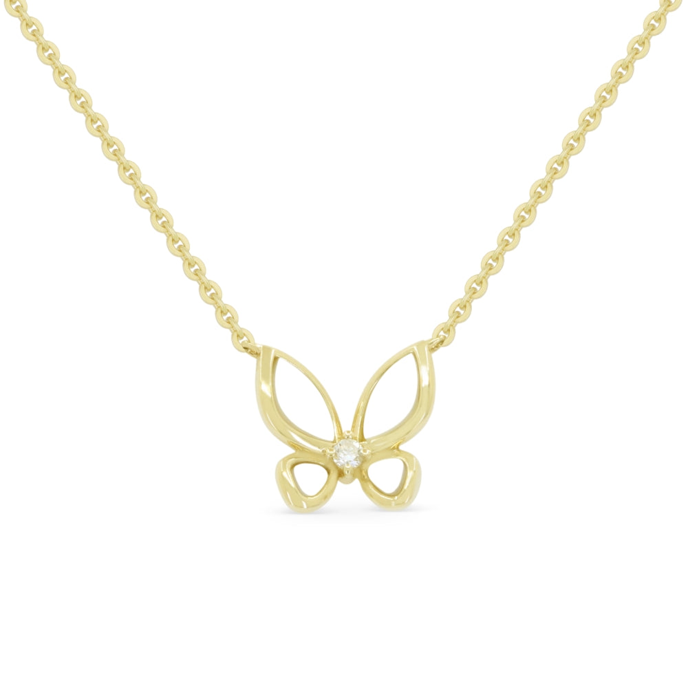 Madison L 14K Yellow Gold Mother of Pearl Butterfly Necklace - style N2032MOPY