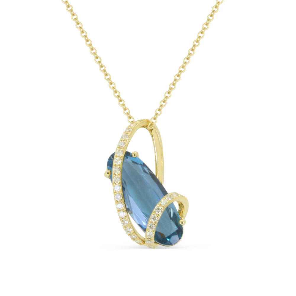 Madison L 14K Yellow Gold London Blue Topaz Pendant - style N2041LBTY