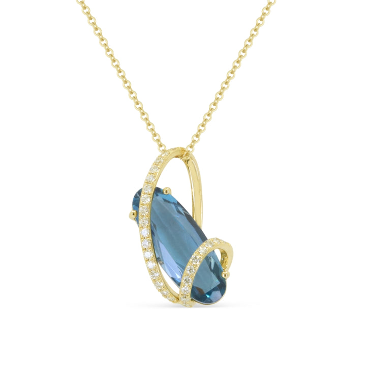Madison L 14K Yellow Gold London Blue Topaz Pendant - style N2041LBTY